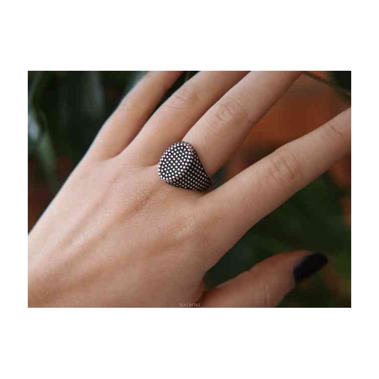 RMB|NALBORI 925 silver ring for men with an oval chevalier shield