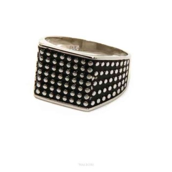 RMB|NALBORI 925 silver ring for men with chevalier shield square blasted