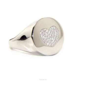 RMB|NALBORI silver chevalier heart ring for woman in white zircons