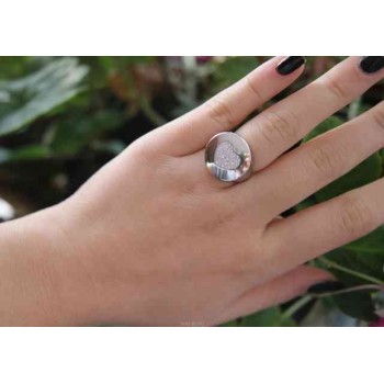 RMB|NALBORI anello chevalier cuore da donna in argento 925 zirconi bianchi