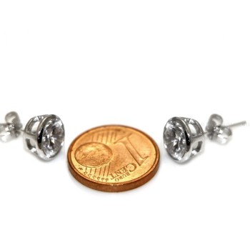 RMB|Argento 925 : orecchini donna uomo micro cipollina 7 mm zirconi bianchi