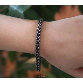 RMB|NALBORI Bracciale Acciaio snake spiga scuro 19.5 cm