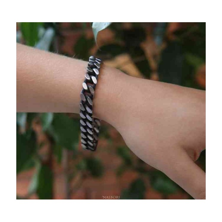 RMB|NALBORI Dark steel 10mm wide gourmette bracelet