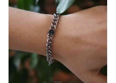 RMB|NALBORI Bracciale acciaio ancora timone rosa dei venti corto