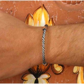 RMB|NALBORI bracciale argento 925 torcion con inserto centrale