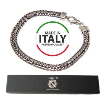 RMB|NALBORI bracciale uomo argento 925 snake doppio e piatto cm 21,5