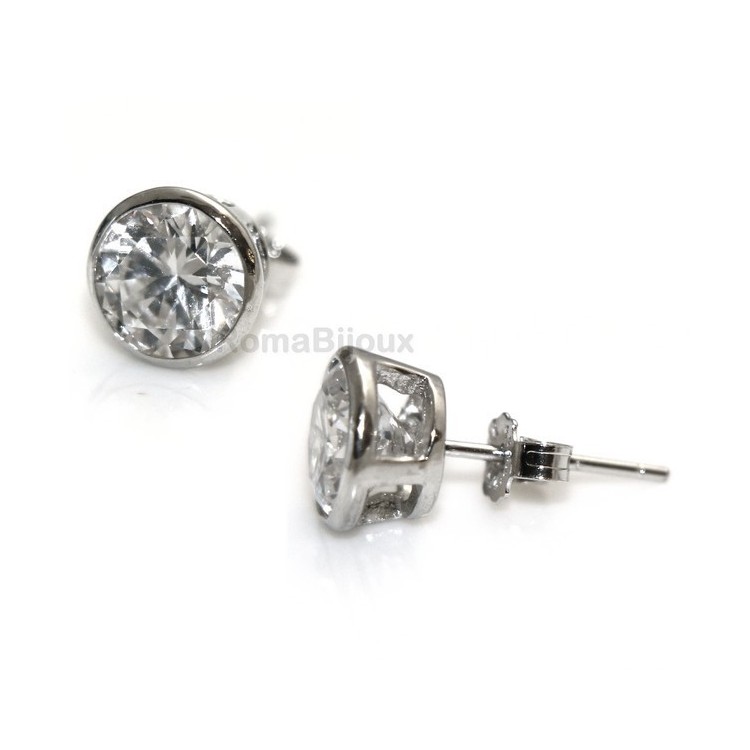 RMB|Argento 925 : orecchini donna uomo micro cipollina 7 mm zirconi bianchi