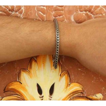 RMB|bracciale argento 925 snake squadrato per uomo 19 cm