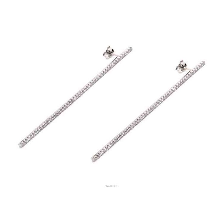 RMB|Earrings in 925 silver tennis match long white cubic zirconia