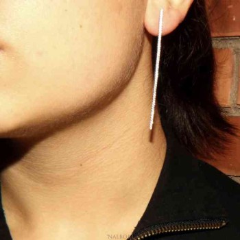 RMB|Earrings in 925 silver tennis match long white cubic zirconia