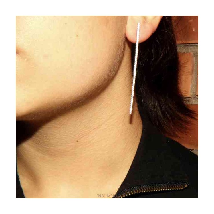 RMB|Earrings in 925 silver tennis match long white cubic zirconia