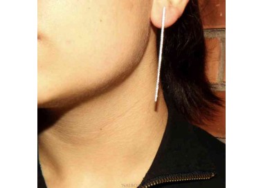 RMB|Earrings in 925 silver tennis match long white cubic zirconia