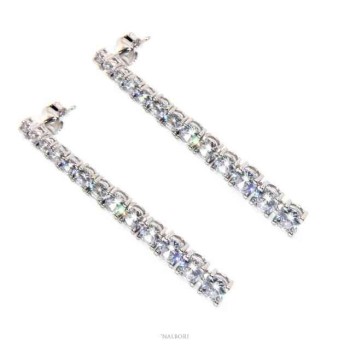RMB|NALBORI Women's 925 silver tennis earrings with graduated white cubic zirconia