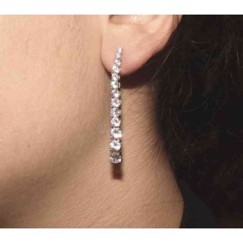 RMB|NALBORI Women's 925 silver tennis earrings with graduated white cubic zirconia