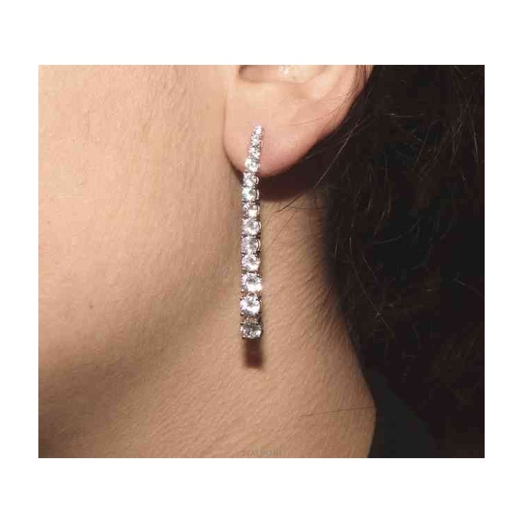 RMB|NALBORI Women's 925 silver tennis earrings with graduated white cubic zirconia