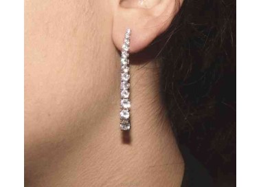 RMB|NALBORI Women's 925 silver tennis earrings with graduated white cubic zirconia