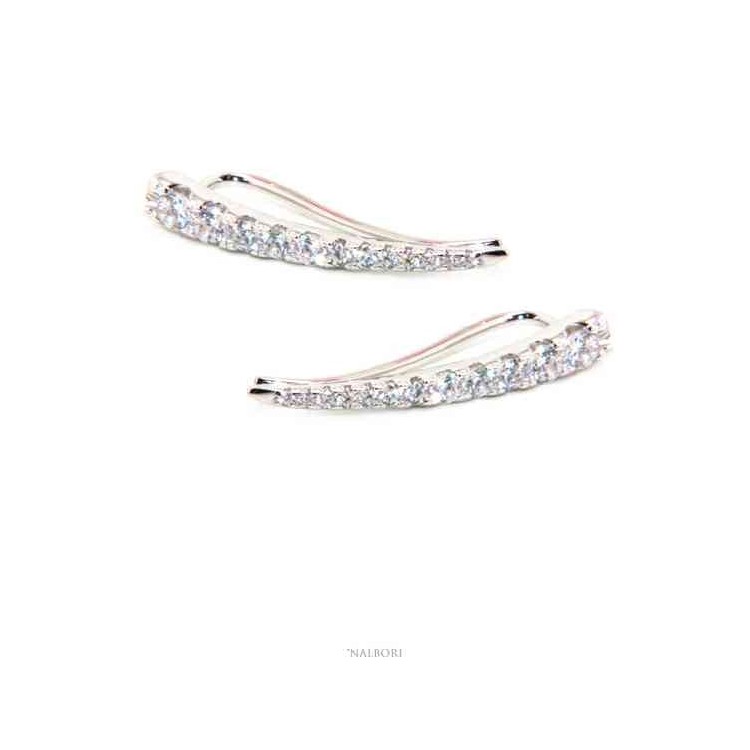 RMB|NALBORI Tennis earrings silver 925 NALBORI Tennis earrings silver 925 tennis gradation curved with white cubic zirconia