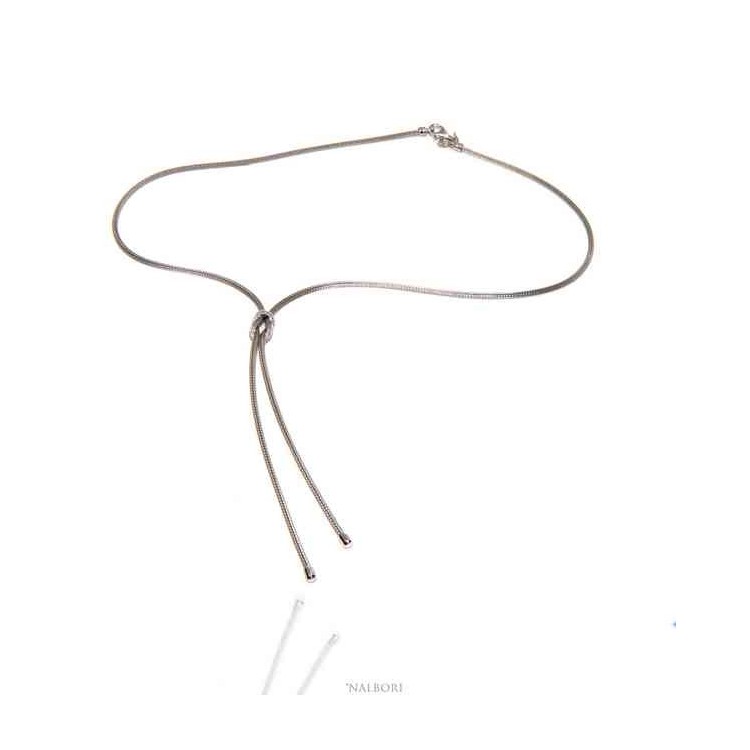 RMB|Nalbori 925 silver necklace with false ups and downs and flat knot of love