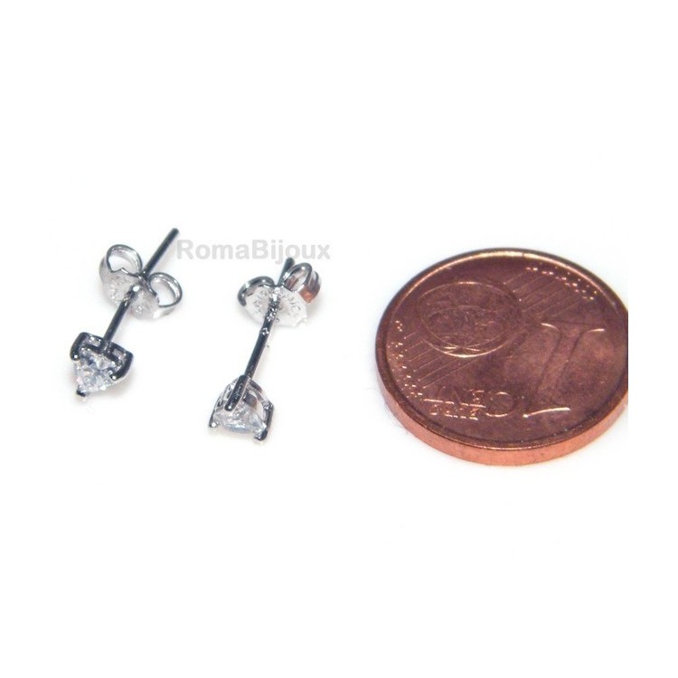 RMB| genuine silver 925: earrings male micro jaws heart 3mm cubic zirconia