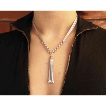 RMB|NALBORI 3-row necklace with tuft all 925 silver