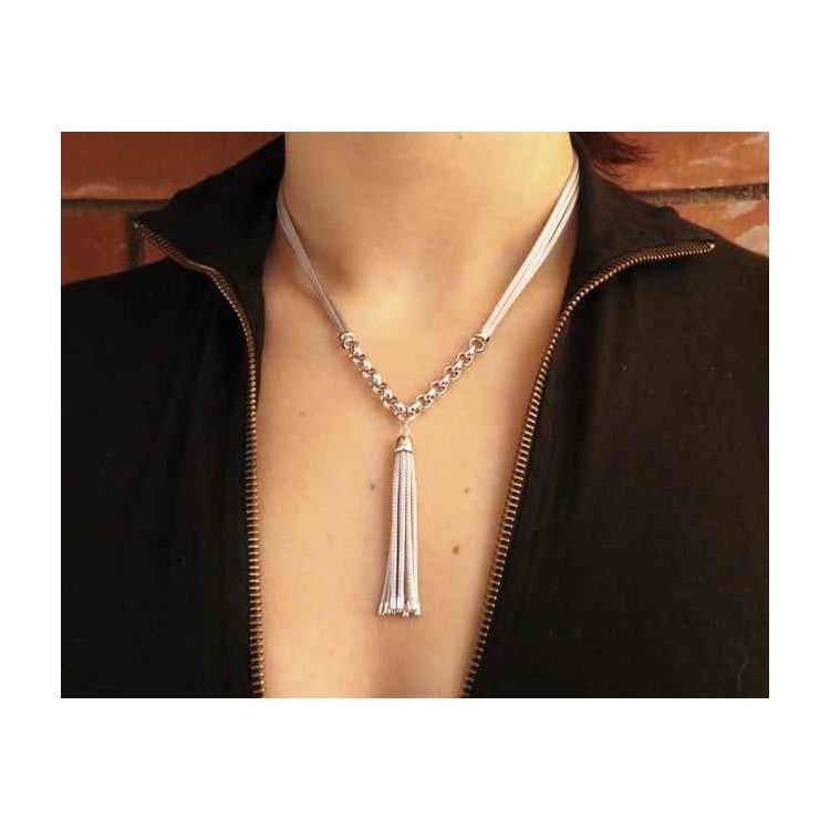 RMB|NALBORI 3-row necklace with tuft all 925 silver