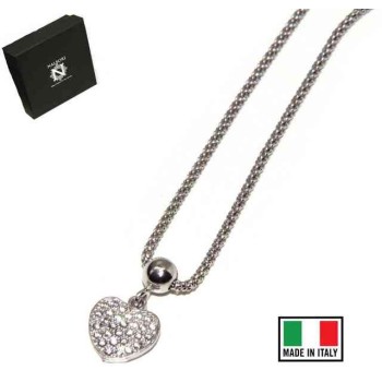 RMB|NALBORI woman necklace 925 silver heart of cubic zirconia with popcorn