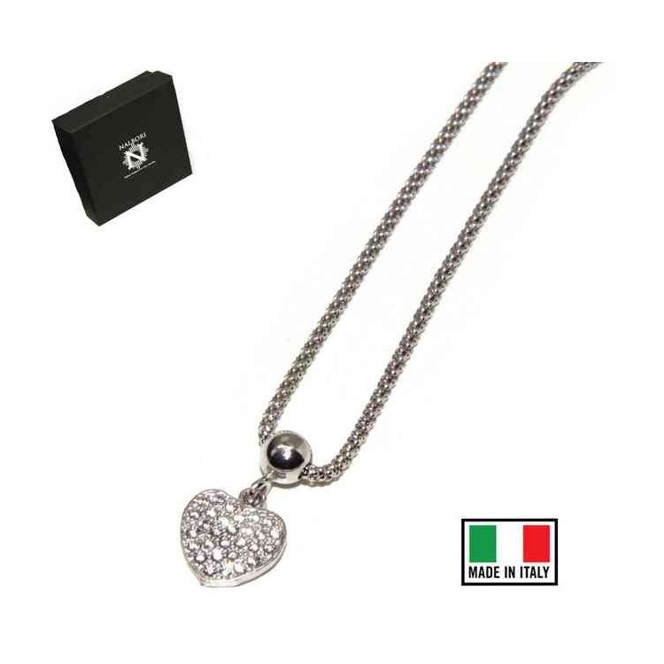 RMB|NALBORI woman necklace 925 silver heart of cubic zirconia with popcorn