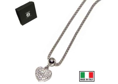 RMB|NALBORI woman necklace 925 silver heart of cubic zirconia with popcorn