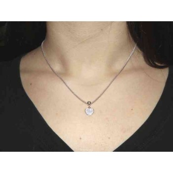 RMB|NALBORI woman necklace 925 silver heart of cubic zirconia with popcorn