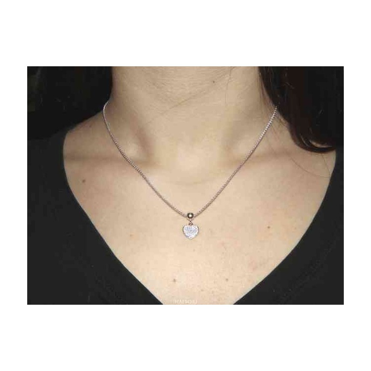 RMB|NALBORI woman necklace 925 silver heart of cubic zirconia with popcorn