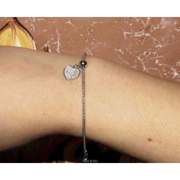 RMB|NALBORI 925 silver bracelet with cubic zirconia heart and popcorn