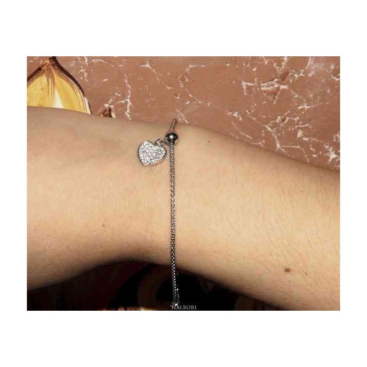 RMB|NALBORI 925 silver bracelet with cubic zirconia heart and popcorn