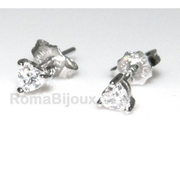 RMB|  Argento 925 : orecchini donna uomo micro griffe cuore 3 mm zirconi bianchi