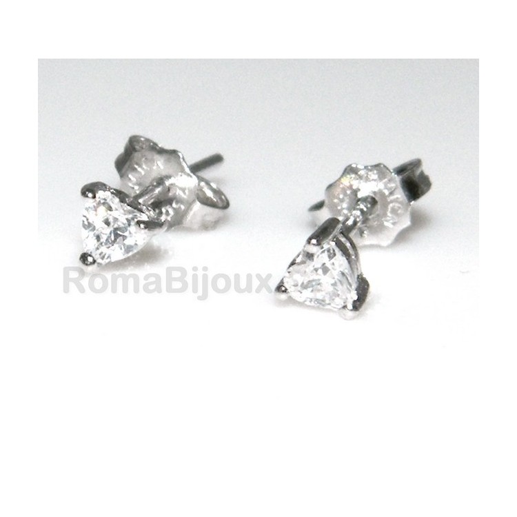 RMB| genuine silver 925: earrings male micro jaws heart 3mm cubic zirconia