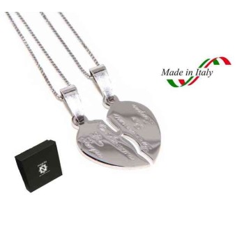 RMB|925 silver broken heart pendant for him and her + 2 necklaces