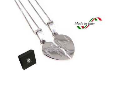 RMB|Ciondolo lui e lei cuore spezzato in argento 925 + 2 collane