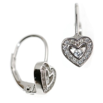 RMB|925 silver hook earrings heart small zircons girl woman