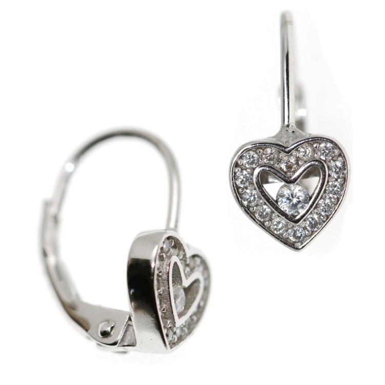 RMB|925 silver hook earrings heart small zircons girl woman