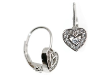 RMB|925 silver hook earrings heart small zircons girl woman