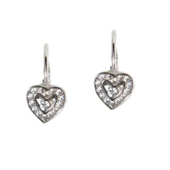 RMB|925 silver hook earrings heart small zircons girl woman