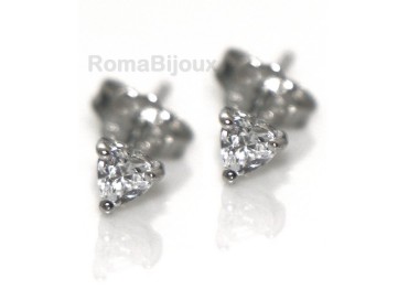 RMB|  Argento 925 : orecchini donna uomo micro griffe cuore 3 mm zirconi bianchi