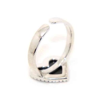 RMB|925 silver ring with onyx heart and zircons
