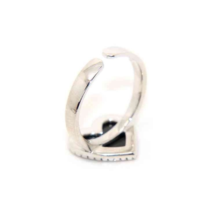 RMB|925 silver ring with onyx heart and zircons