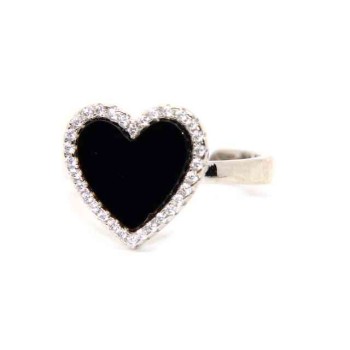 RMB|Anello in argento 925 con cuore di onice e zirconi