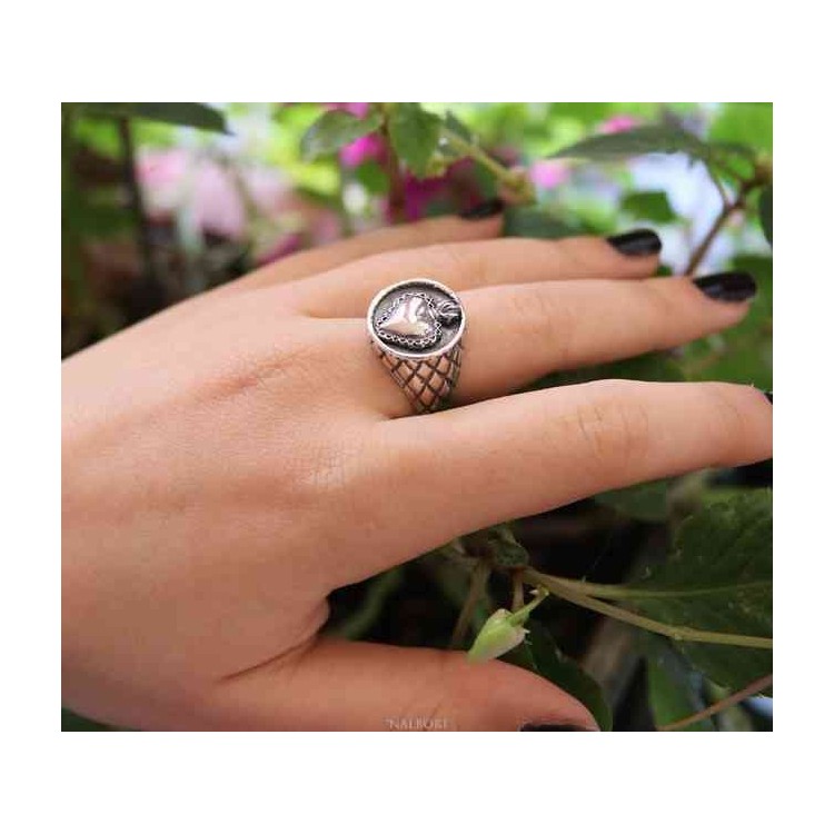 RMB|NALBORI Ring Silver 925 for man or woman sacred heart diamond shield
