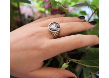 RMB|NALBORI Anello Argento 925 da uomo o donna scudo rombi sacro cuore milagros messicano