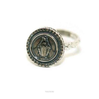 RMB|NALBORI Ring Silver 925 for man or woman adjustable shield miraculous madonna
