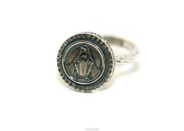 RMB|NALBORI Anello Argento 925 da uomo o donna scudo regolabile Madonna Miracolosa