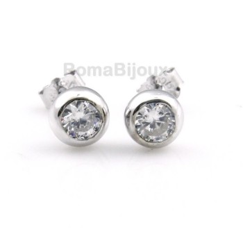 RMB|Argento 925 : orecchini donna uomo cipollina bombata 4 mm zirconi bianchi