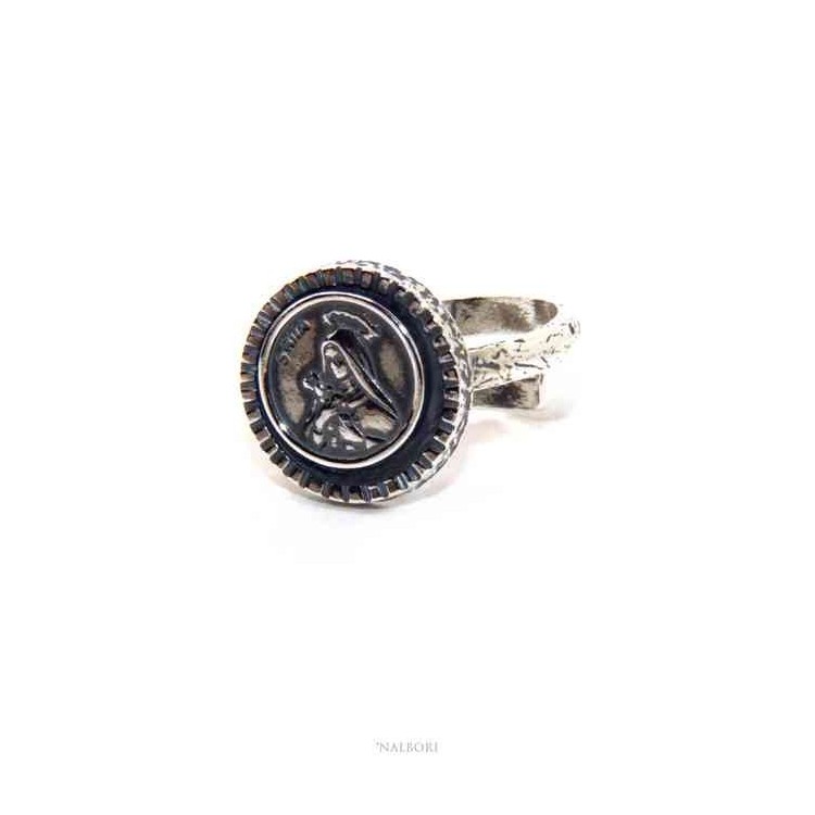 RMB|NALBORI Anello Argento 925 da uomo o donna scudo regolabile Santa Rita